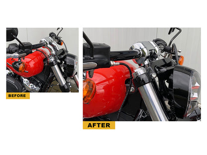 2in. Pullback Riser Bottoms - Gloss Black. Fits 2018up Breakout with 1-1/4in. Handlebar.
