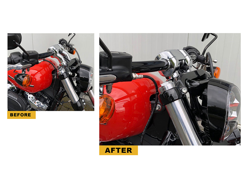 2in. Pullback Riser Bottoms - Chrome. Fits 2018up Breakout with 1-1/4in. Handlebar.