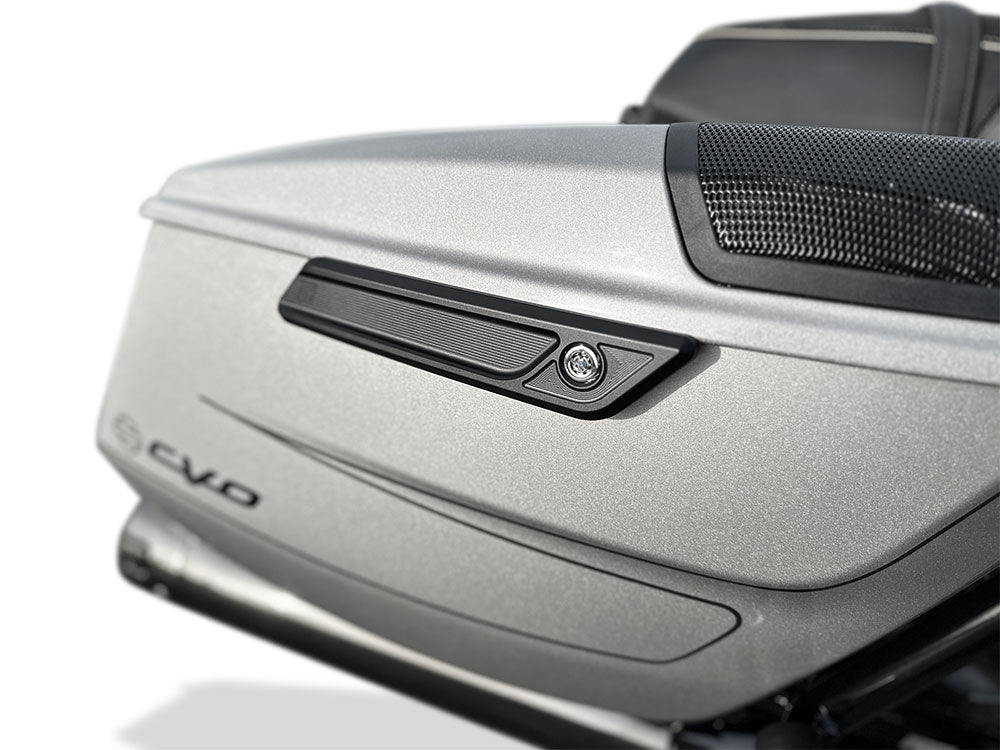 New Style Saddlebag Latch Covers - Black. Fits CVO Touring 2023up & Street Glide & Road Glide 2024up.