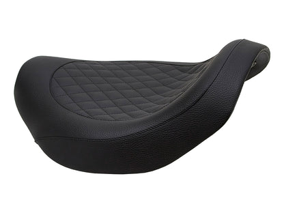Fred Kodlin Diamond Stitch Solo Seat - Black. Fits Softail Breakout & Fatboy with Kodlin Fuel Tank & Rear Fender.