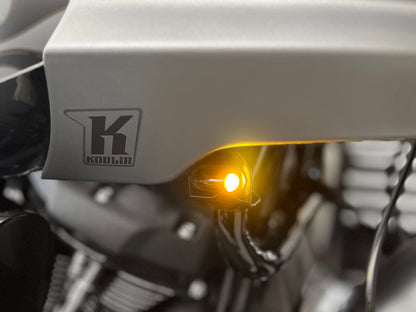 Neowise Bullet Smooth Front Turn Signals with Running Lights - Black. Fits Low Rider ST 2022up.