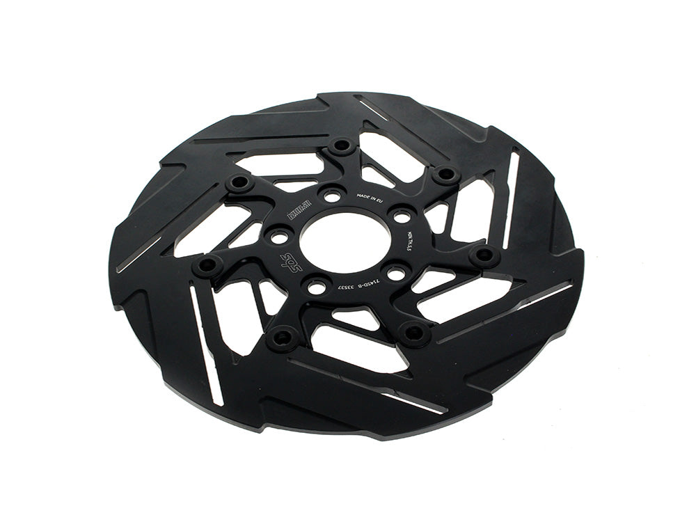 11.5in. Rear 7-Spoke Disc Rotor - Polished Band & Black Carrier. Fits Big Twin 2000up & Sportster 2000-2010.