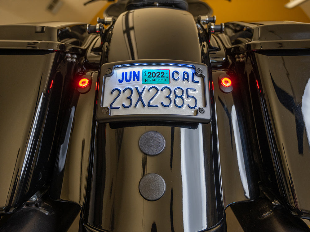 Curved LED Number Plate Kit - Black. Fits most Touring 2013up.