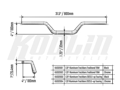 Aluminum Track Bars 1-1/4in. - Chrome