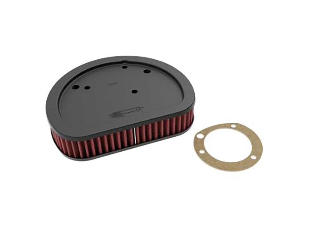 High-Flow Air Filter Element. Fits Twin Cam with OEM Round Air Cleaner Cover. Crossbones 2008-2011, Blackline 2011-2013, Slim 2012-2017 & Street Bob 2014-2017