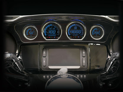 Speedometer & Tachometer - 4 Gauge Kit - Blue/Red. Fits Touring 2014-2023 with Fairing.