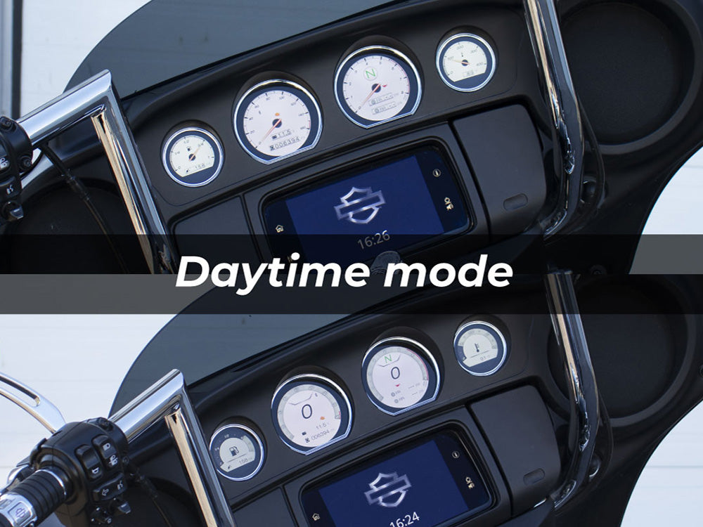 Speedometer & Tachometer - 4 Gauge Kit with Smartphone Integration. Fits Touring 2014-2023 with Fairing.