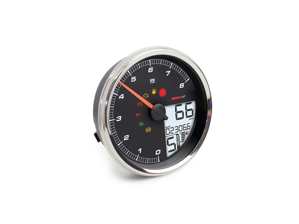 4-1/2in. Tank Mount Speedometer with Tachometer - Silver. Fits Softail 2004-2010, Dyna Fat Bob 2008-2011 & Wide Glide 2006-2008 & Road King 2004-2013.