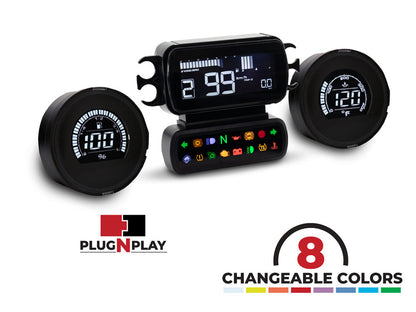 Speedometer/Tachometer with Fuel Level & Engine Temperature Gauges - Black. Fits Touring 2014-2023 when Running Late Model Breakout/Street Bob Gauge Housing