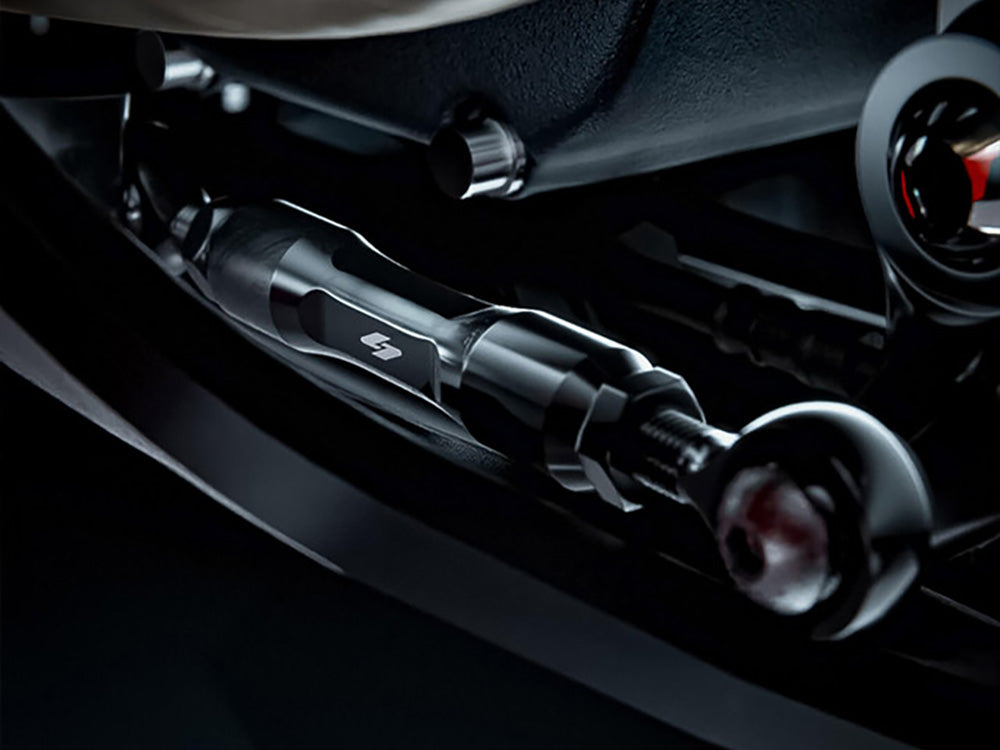 Adjustable Brake Linkage - Black. Fits Softail 2018up with Mid Controls