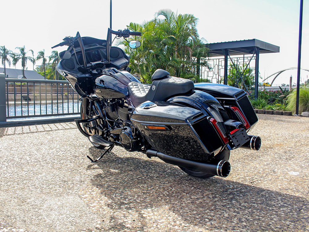 4-1/2in. Tracer Slip-On Mufflers - Black with Black End Caps. Fits Touring 2017up.