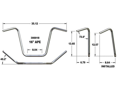16in. x 1in. Ape Hanger Handlebar - Chrome. Fits OEM Softail Springer 1988-2009