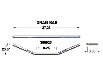 27in. wide x 1in. Flat Drag Bar Handlebar - Chrome.