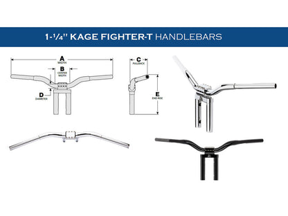 9in. x 1-1/4in. Pullback Kage Fighter Handlebar - Gloss Black.