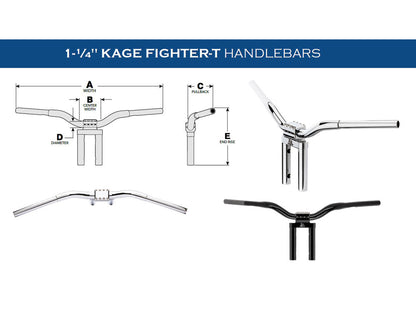 11in. x 1-1/4in. Pullback Kage Fighter Handlebar - Chrome.