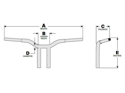 12in. x 1-1/4in. Straight One Piece Kage Fighter Handlebar - Gloss Black.