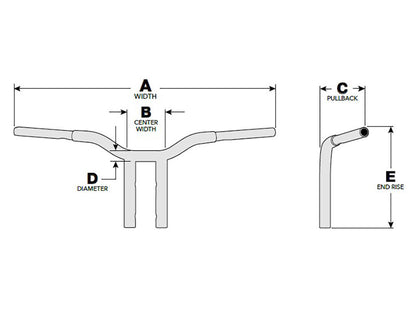 10in. x 1-1/4in. Pullback One Piece Kage Fighter Handlebar - Chrome.