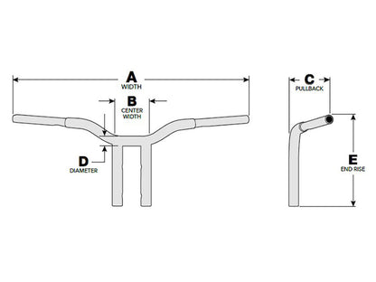14in. x 1-1/4in. Pullback One Piece Kage Fighter Handlebar - Gloss Black.
