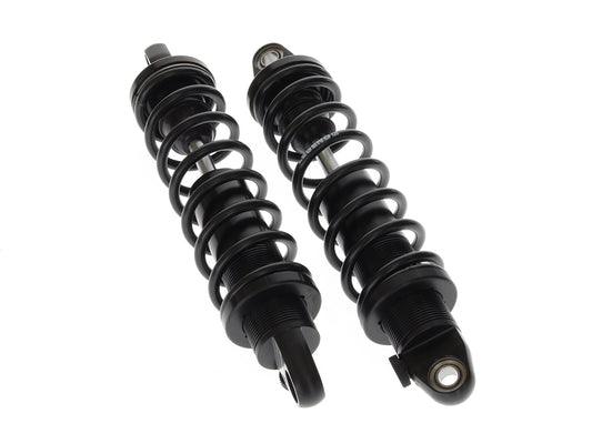 REVO-A Series, 13in. Adjustable Heavy Duty Spring Rate Rear Shock Absorbers - Black. Fits Dyna 2006-2017.