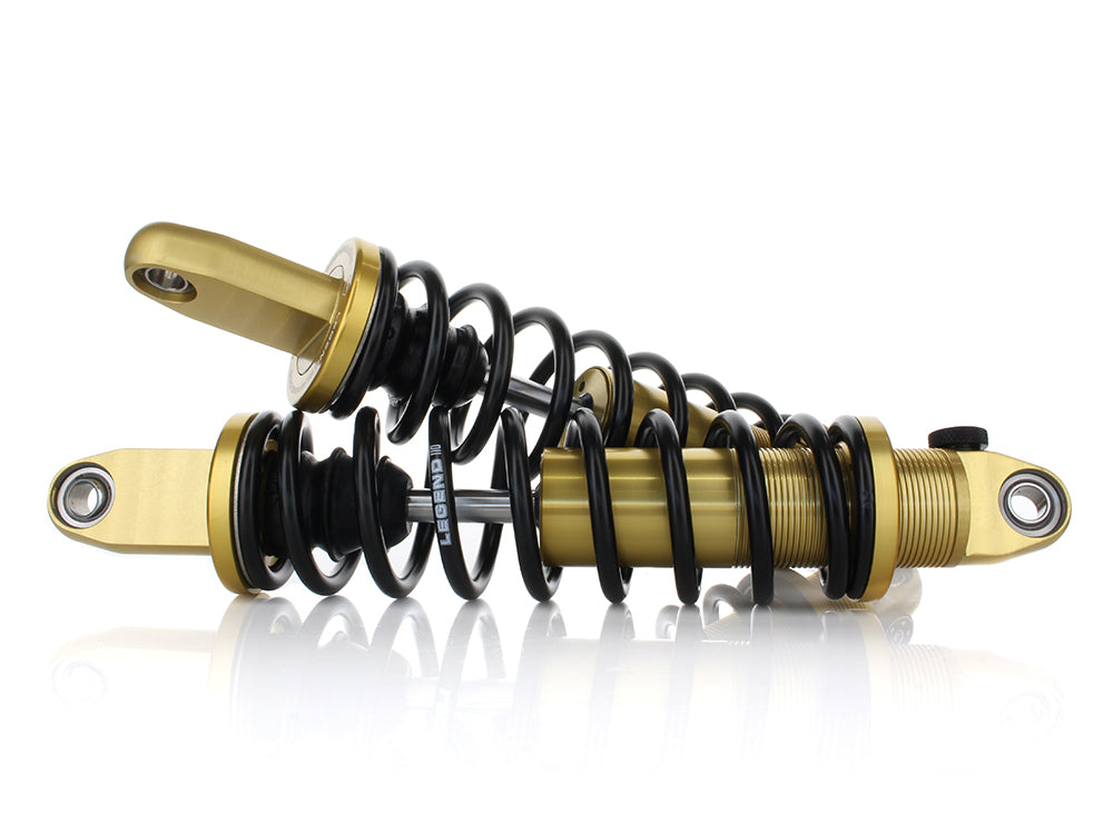 REVO-A Series, 14in. Adjustable Rear Shock Absorbers - Gold. Fits Dyna 1991-2017.