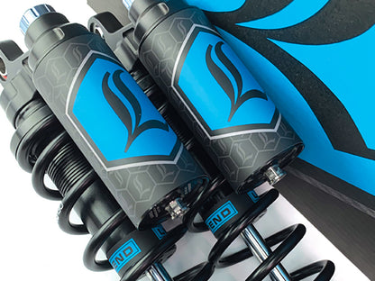 Revo ARC Piggyback Suspension. 14in. Adjustable, Heavy Duty Spring Rate, Rear Shock Absorbers - Black. Fits Dyna 1991-2017.