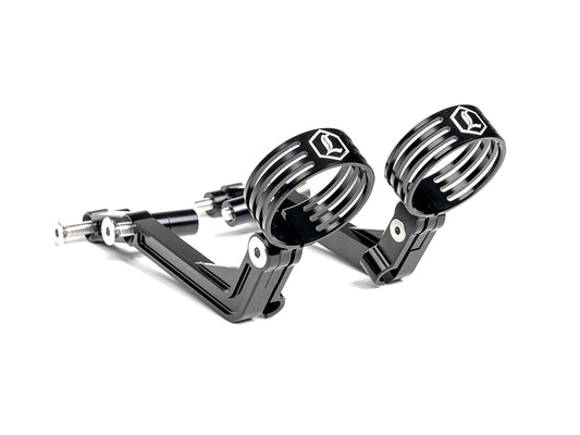 Revo ARC Remote Reservoir External Billet Mounting Brackets - Black. Fits Touring 2014-2024