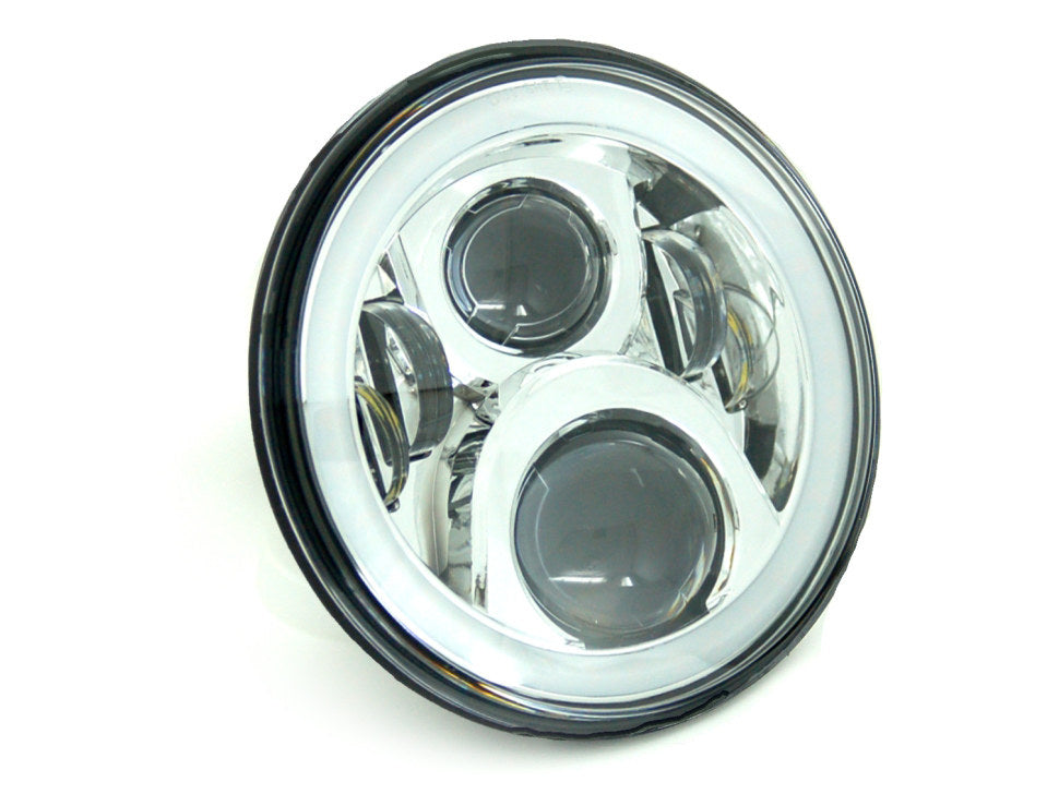 7in. LED HeadLight Insert with Halo - Chrome. Fts H-D, Indian Chief Classic & Dark Horse Models with 7in. Headlight.