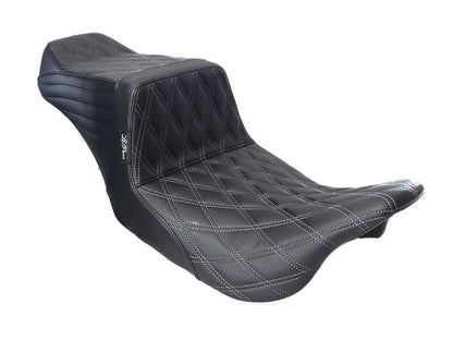 TailWhip Dual Seat with Gun Metal Grey Double Diamond Stitch. Fits Most Touring 2008-2024