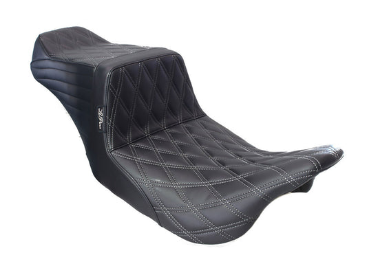 TailWhip Dual Seat with Gun Metal Grey Double Diamond Stitch. Fits Most Touring 2008-2024