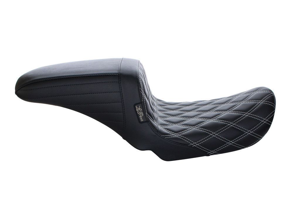 Kickflip Dual Seat with White Double Diamond Stitch. Fits Dyna 2006-2017.