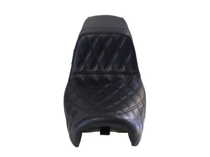 Kickflip Daddy Long Legs Dual Seat with Black Double Diamond Stitch - Extended Reach. Fits Dyna 2006-2017.