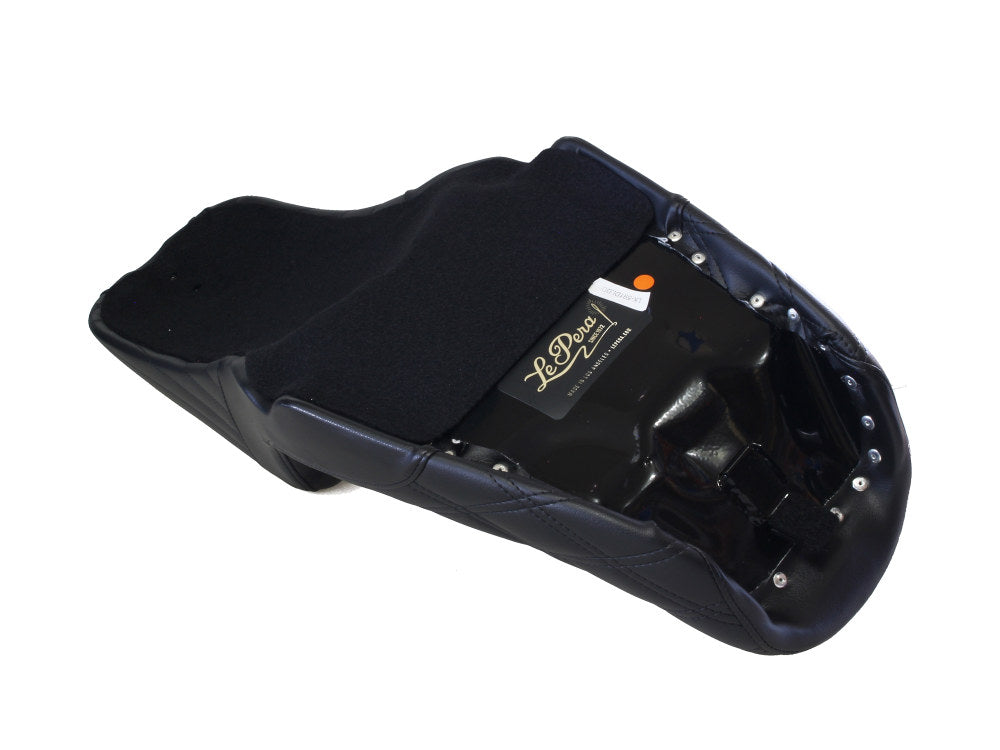 Kickflip Daddy Long Legs Dual Seat with Black Double Diamond Stitch - Extended Reach. Fits Dyna 2006-2017.