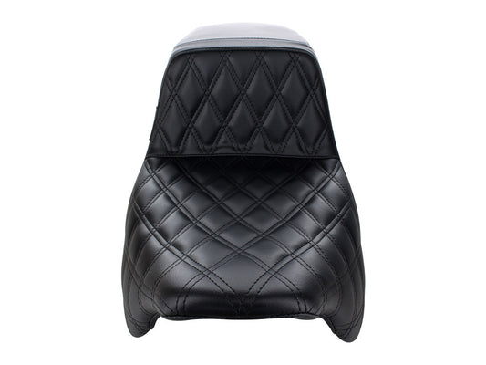Kickflip Dual Seat with Black Double Diamond Stitch. Fits Most Touring 2008-2024