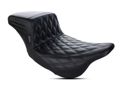 Kickflip Dual Seat with Black Double Diamond Stitch. Fits Most Touring 2008-2024