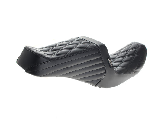 TailWhip Up Front Reduced Reach Dual Seat - Black Double Diamond Stitch. Fits Dyna 1996-2003