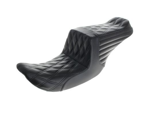 TailWhip Up Front Reduced Reach Dual Seat - Black Double Diamond Stitch. Fits Dyna 1996-2003