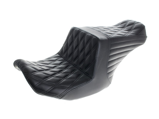 TailWhip Daddy Long Legs Dual Seat with Black Double Diamond Stitch - Extended Reach. Fits CVO Touring 2023up, Street Glide & Road Glide 2024up, Touring 2025up