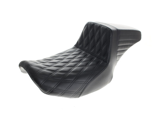 Kickflip Daddy Long Legs Dual Seat with Black Double Diamond Stitch - Extended Reach. Fits CVO Touring 2023up, Street Glide & Road Glide 2024up, Touring 2025up