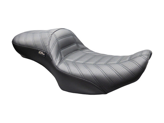 Maverick Indy Daddy Long Legs Dual Seat - Extended Reach Double Track Pleat. Fits CVO Touring 2023up, Street Glide & Road Glide 2024up, Touring 2025up.