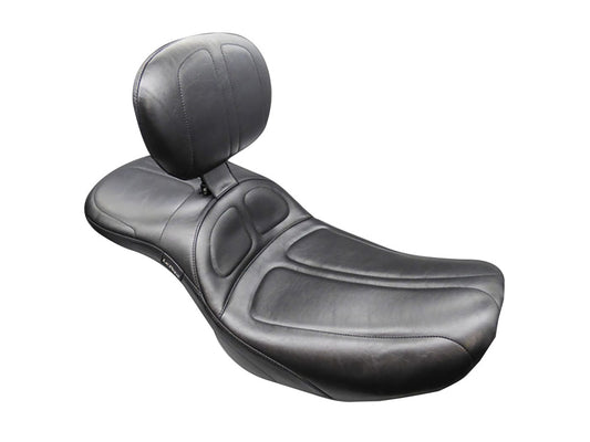 Maverick Daddy Long Legs Dual Seat with Backrest - Extended Reach. Fits CVO Touring 2023up, Street Glide & Road Glide 2024up, Touring 2025up