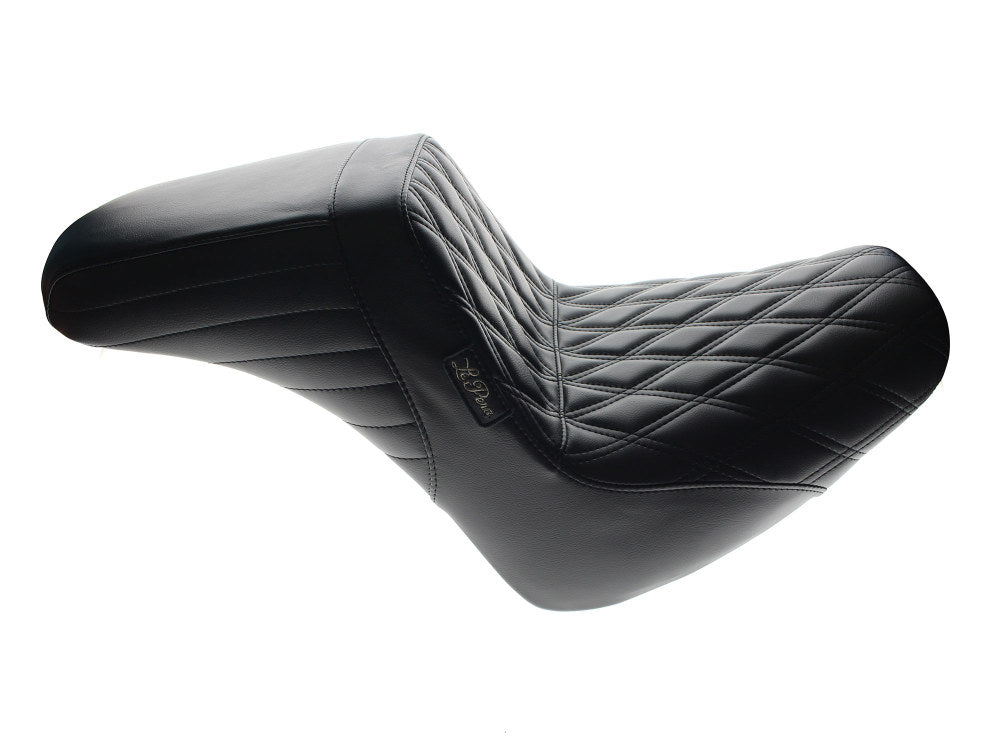 KickFlip Dual Seat with Black Diamond Stitch. Fits Fat Bob 2018-2024