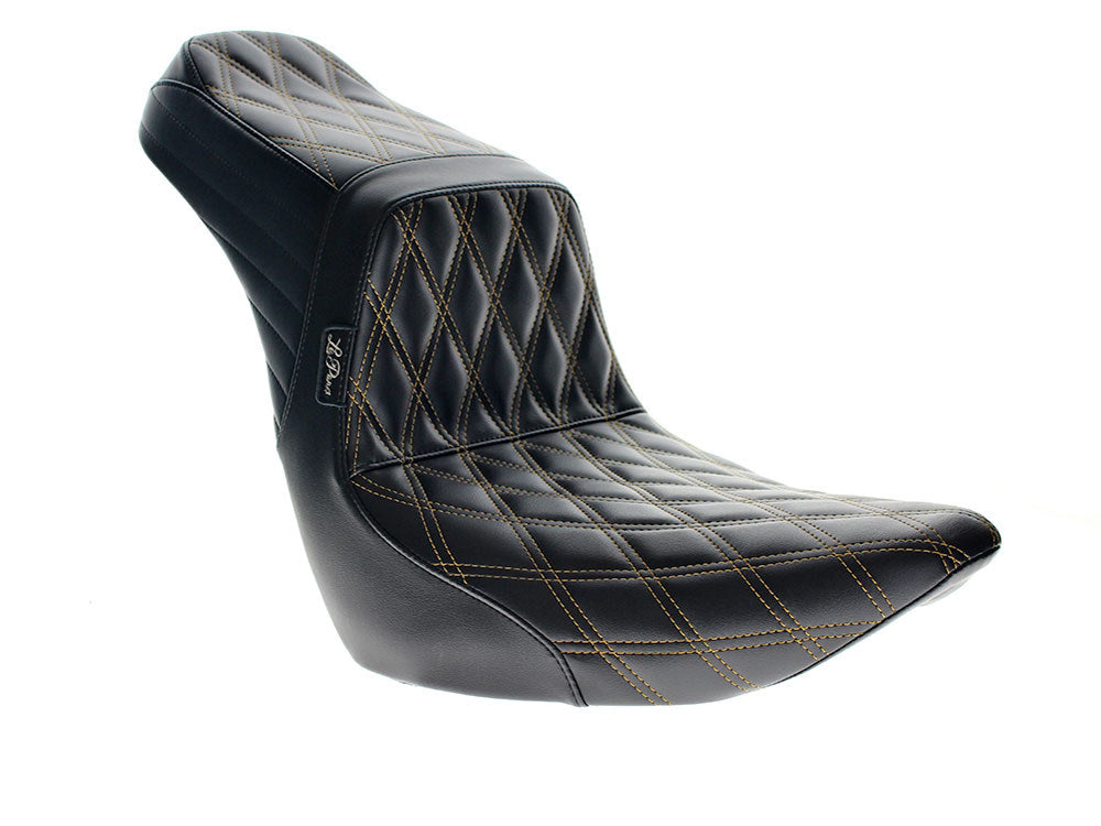 TailWhip Dual Seat with Gold Diamond Stitch. Fits Sport Glide & Low Rider 2018up & Low Rider S 2020up.