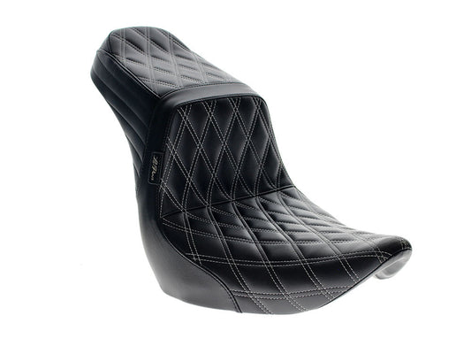 TailWhip Dual Seat with White Diamond Stitch. Fits Sport Glide & Low Rider 2018up & Low Rider S 2020up.