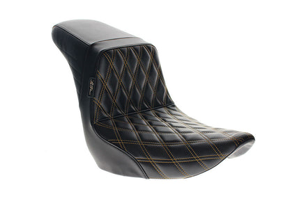 KickFlip Dual Seat with Gold Double Diamond Stitch. Fits Sport Glide & Low Rider 2018up & Low Rider S 2020up.