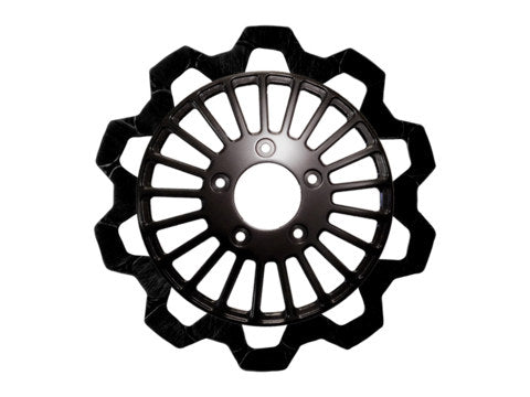 11.8in. Front Breakout Bow-Tie Disc Rotor - Black Band & Black Carrier. Fits Dyna 2006-2017, Softail 2015up, Sportster 2014-2021 & Some Touring 2008up.