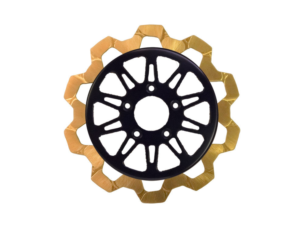11.5in. Rear Omega Bow-Tie Disc Rotor - Gold Band & Black Carrier. Fits Big Twin 2000up & Sportster 2000-2010.