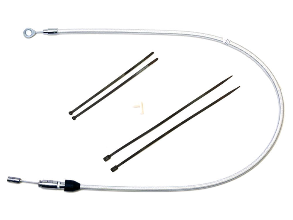 34in. Quick Connect Upper Clutch Cable - Sterling Chromite. Fits Softail 2018-2024