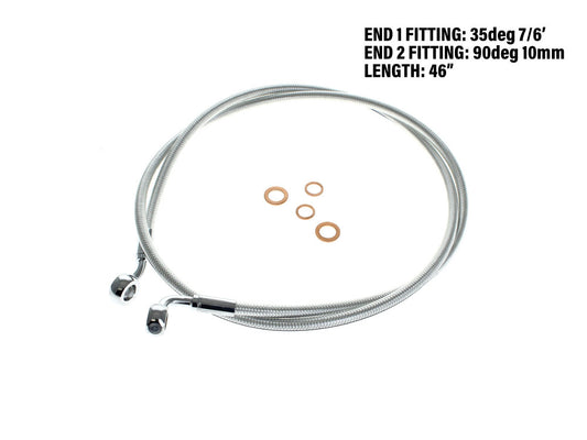 46in. E-Z Align Front Brake Line with 7/16in. x 35 Degree Banjo - Sterling Chromite.