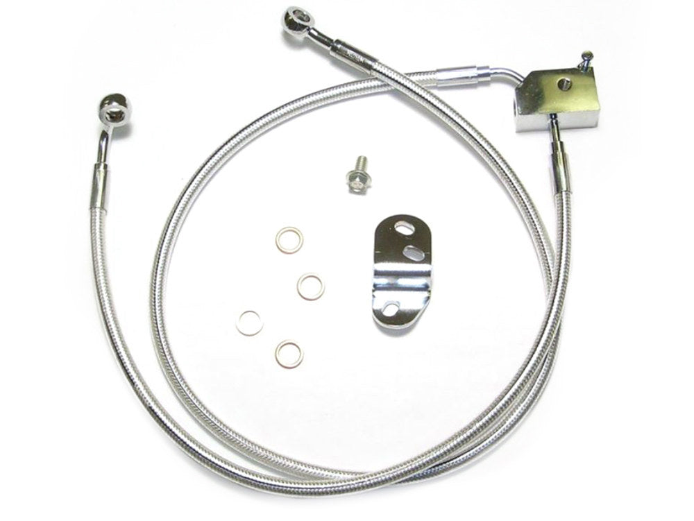 Rear Brake Line - Sterling Chromite. Fits Softail 2000-2006