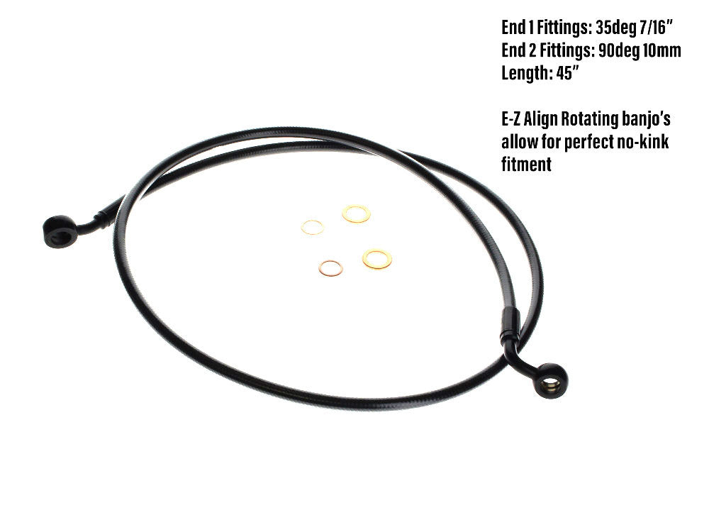 45in. E-Z Align Front Brake Line with 7/16in. x 35 Degree Banjo - Black Pearl.
